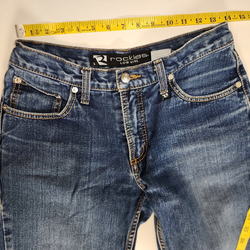 Vintage Rockies Jeans Womens 8 Dark Blue Denim Slim Bootcut Low Rise Stretch Y2K - Picture 6 of 16
